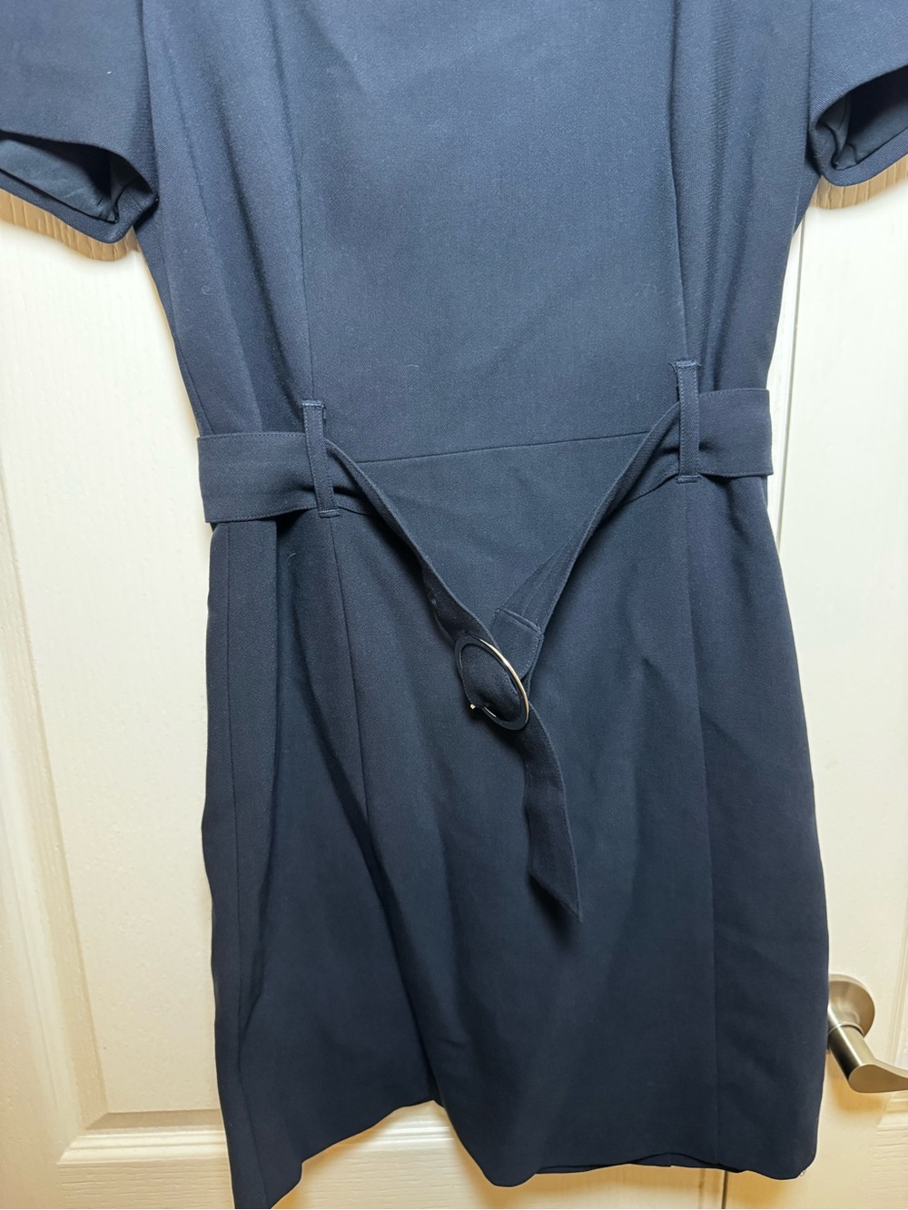 Club Monaco Navy Blue Square Neck Belted Mini Dress Size 6 Short Sleeve - Picture 4 of 6